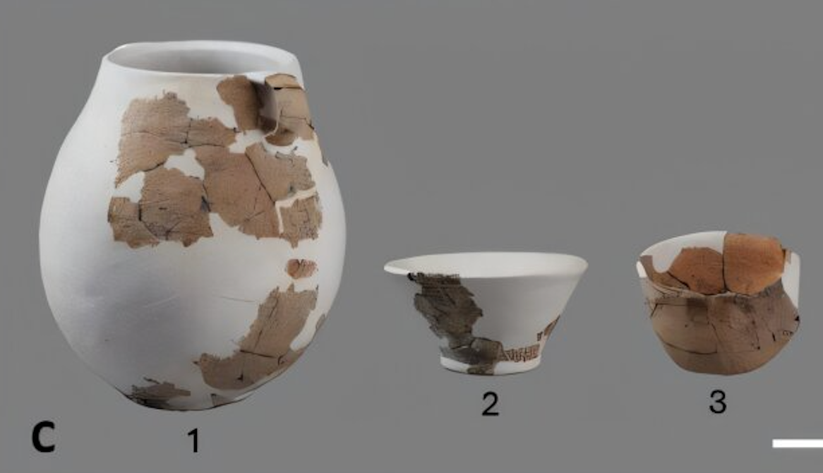 <p>Vessels unearthed at ancient archaeological site in China showing evidence of early rice beer brewing</p>